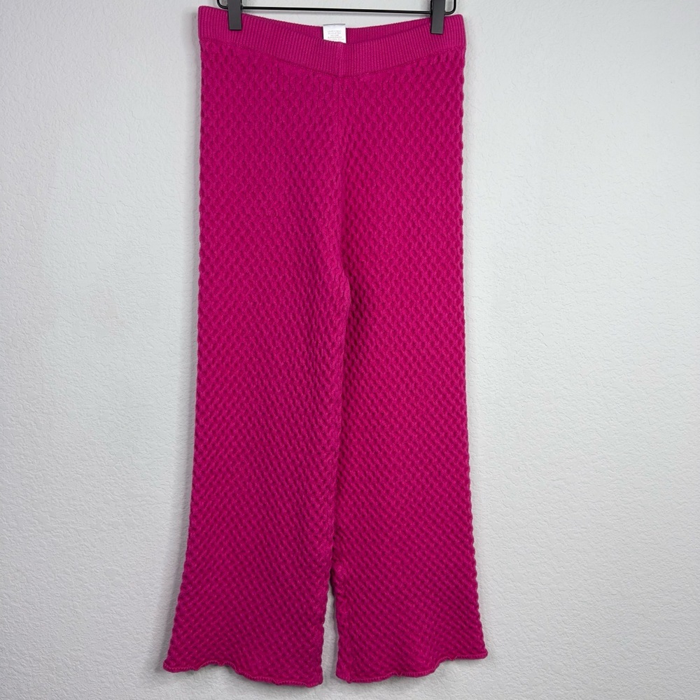 Storia Pants Womens XL‎ Pink Textured Wide Leg Pullon Bold Summer Beachy Resort